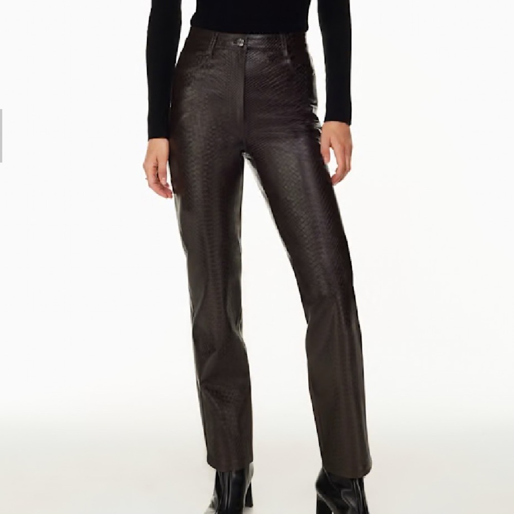 Aritzia Wilfred Melina Pants High Waisted Vegan Leather Python Pants